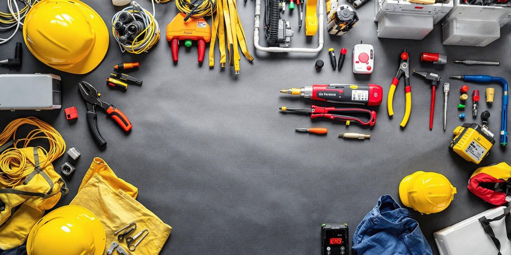 Facilities management workspace with electrical tools and equipment.