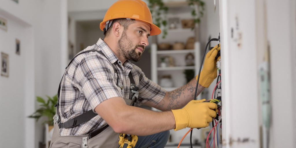 Electrician inspecting residential wiring for safety compliance.