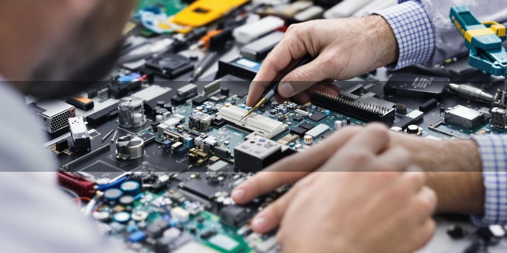 Technician inspecting computer hardware for software maintenance.